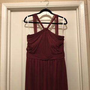 David’s bridal y neck long mesh dress