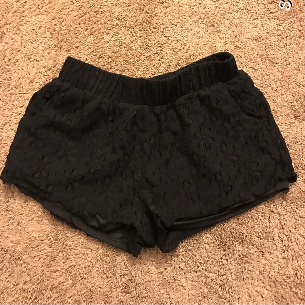 Black Floral Lace Shorts