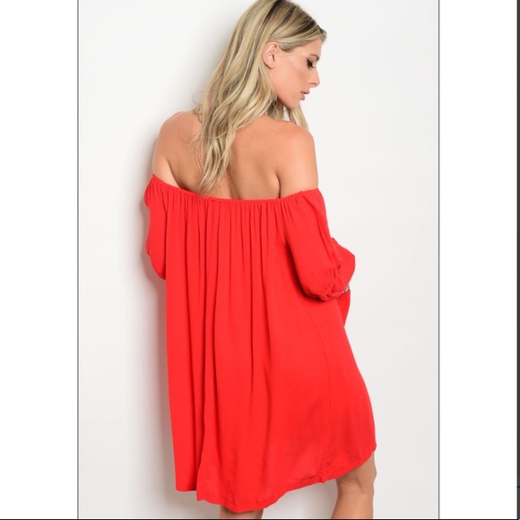 Off the shoulders dress / tunic with pompon tassel - Picture 3 of 7