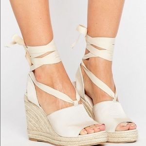 Beige Asos tie wedges