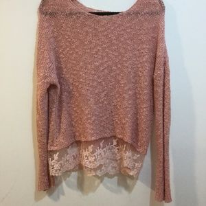 LA Hearts pink lace sweater