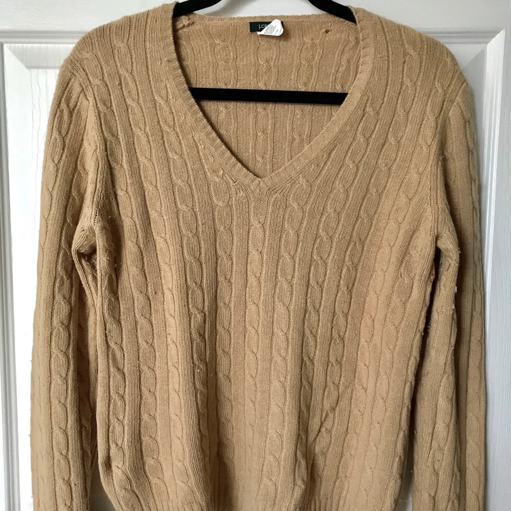 J.Crew Wool/Cashmere Tan Knit Sweater (LARGE)