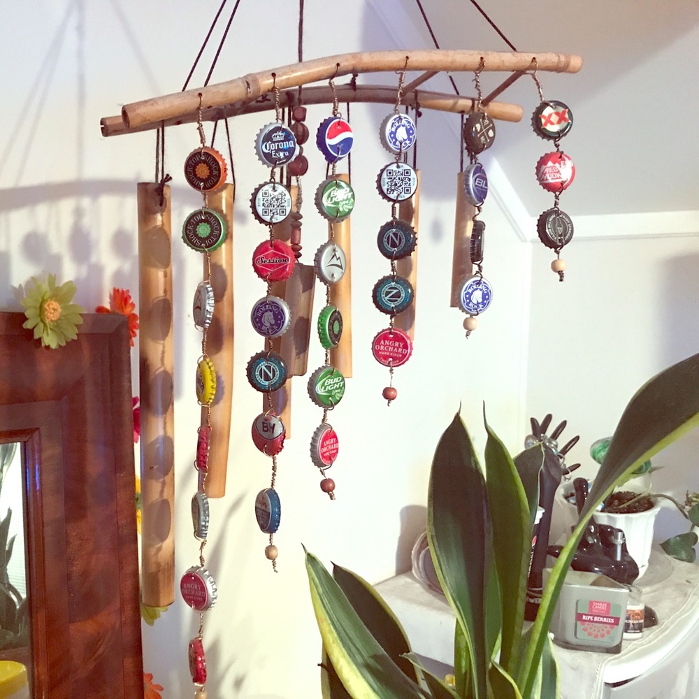Custom made (by me) beer-cap wind chime