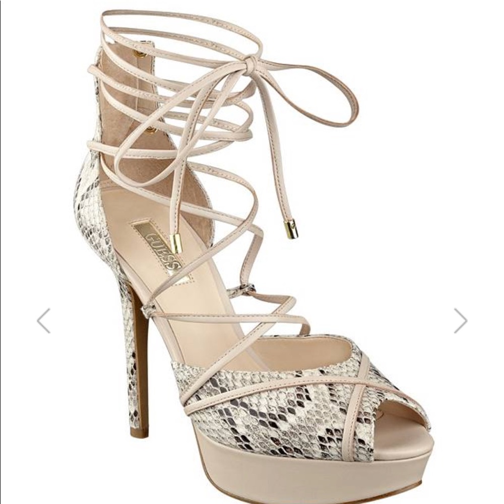Brand New! GUESS RAJA PYTHON-PRINT HEELS