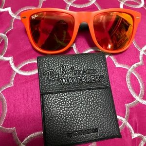 Bright Orange Foldable Ray-Ban Wayfarer Sunglasses