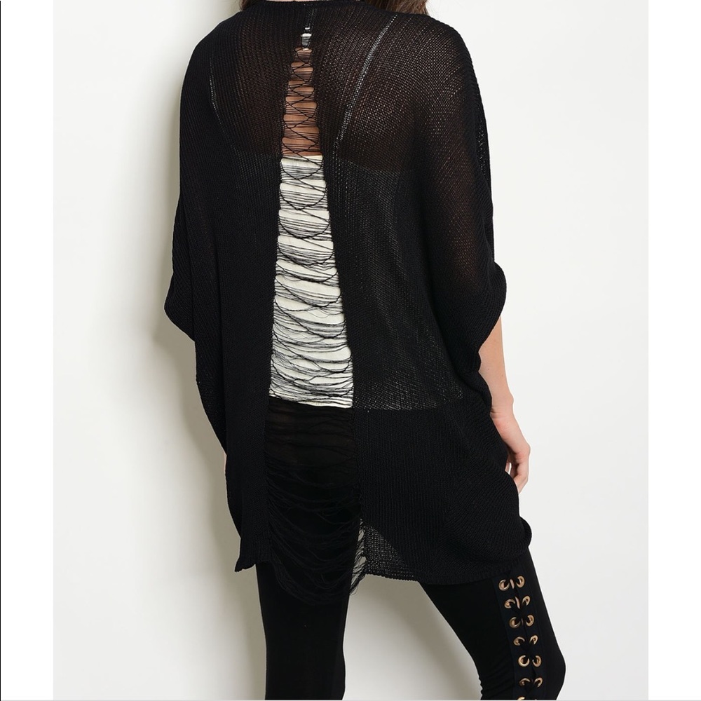 Charcoal Distressed Cardigan