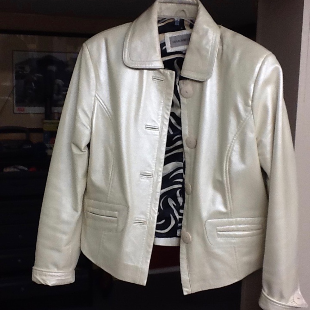Women's Pearl White 100% Leather Jacket