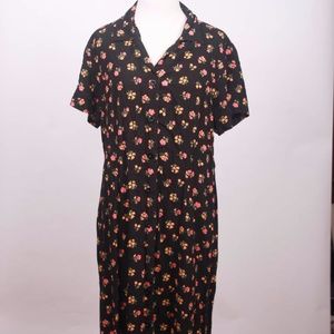 VINTAGE Erika Studio black floral 90's maxi dress