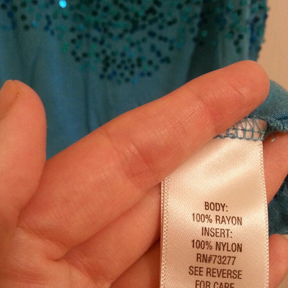 LIKE NEW ~Apt. 9 Cerulean Blue Sequin Tank top - Picture 3 of 3