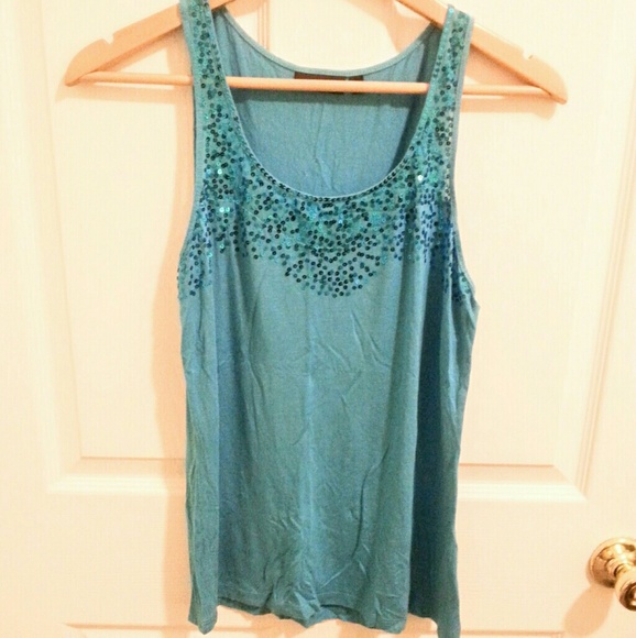 LIKE NEW ~Apt. 9 Cerulean Blue Sequin Tank top - Picture 2 of 3