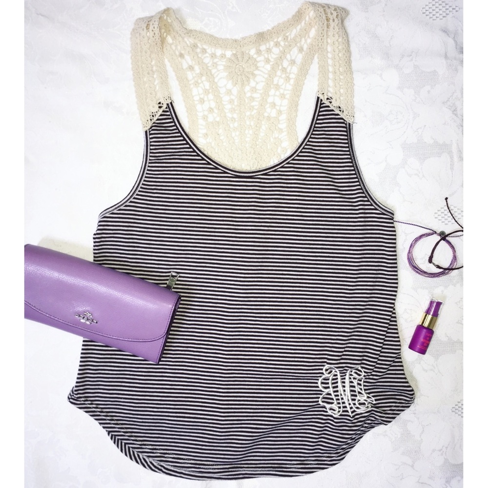 NWOT Striped Lace Tank