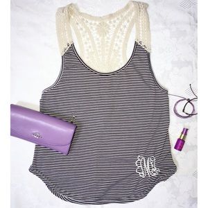 NWOT Striped Lace Tank