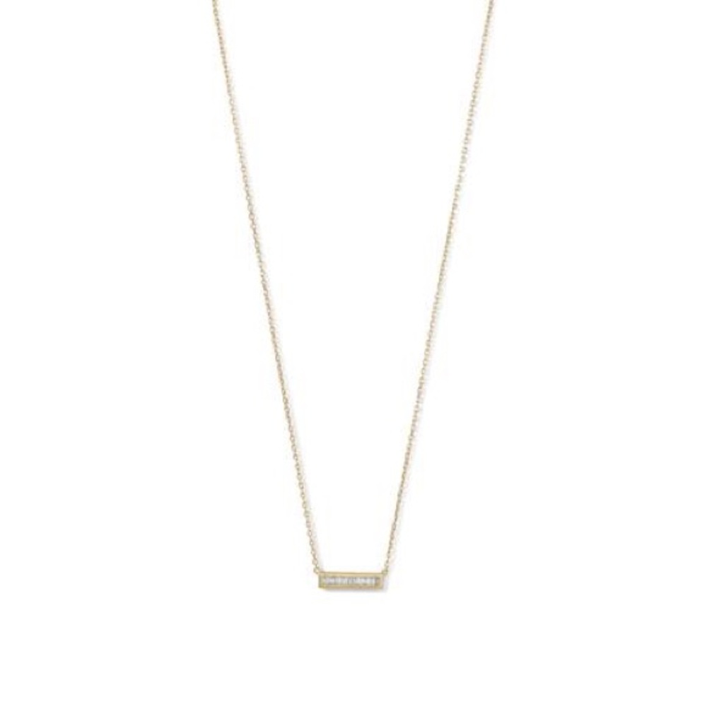 14 Karat Gold Plated Mini CZ Bar Necklace