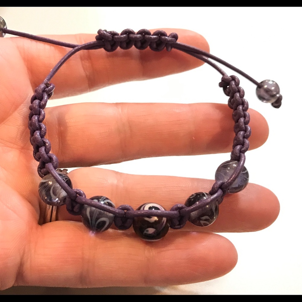 Purple Greek leather macrame bracelet