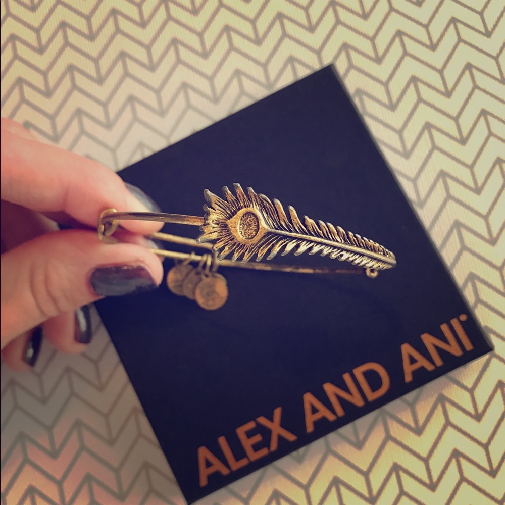 Alex And Ani Gold Peacock Feather Bangle
