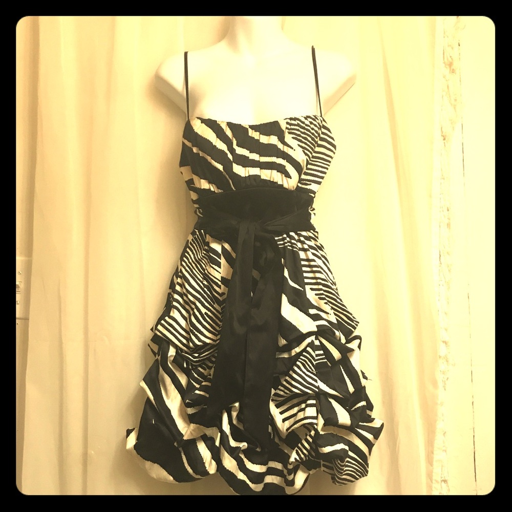 Dress black white stripes