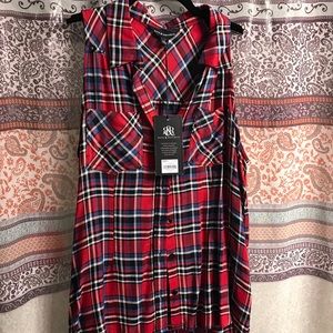 Rock and republic plaid tank top