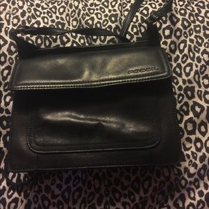 Fossil black leather cross body purse