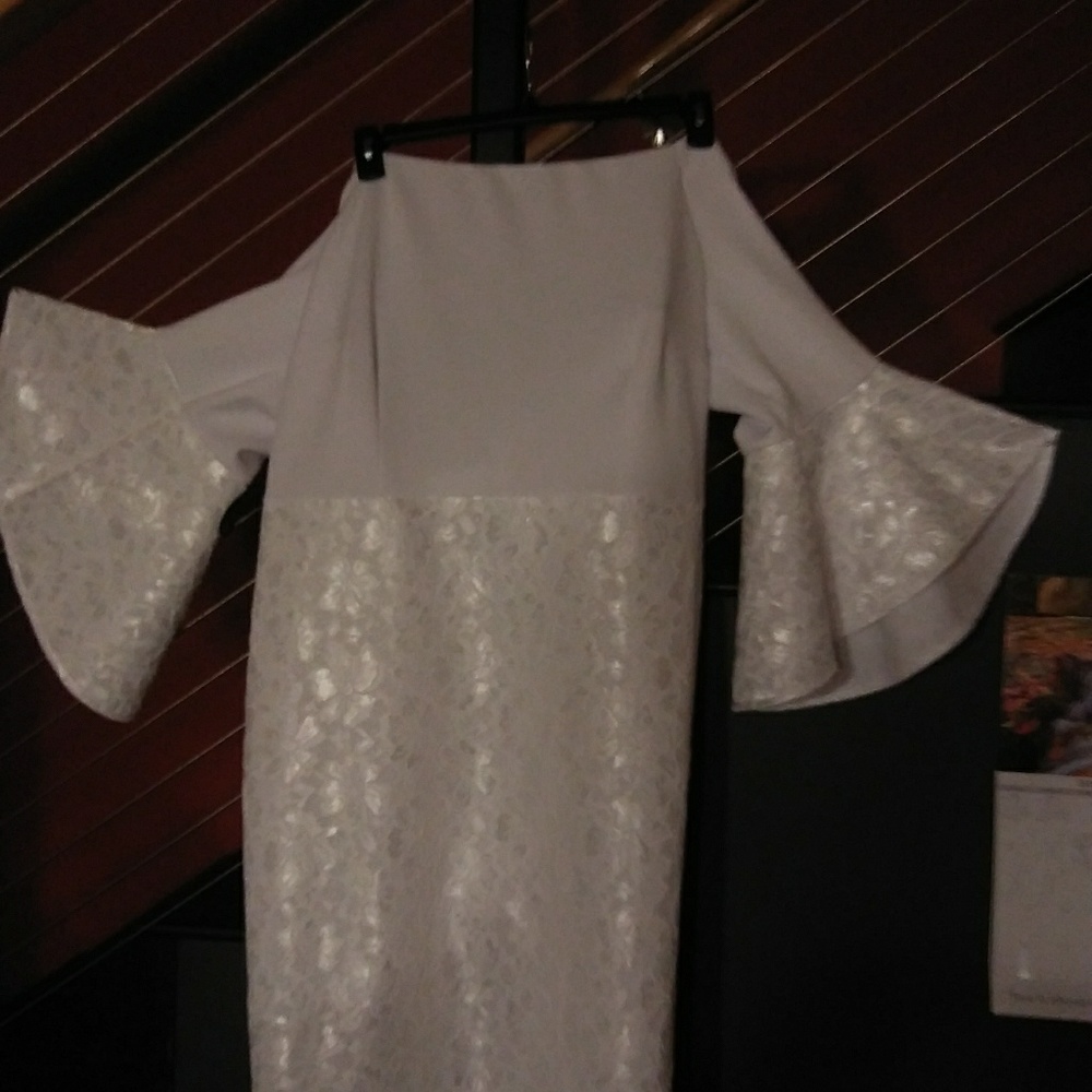 White off shoulder formal dress