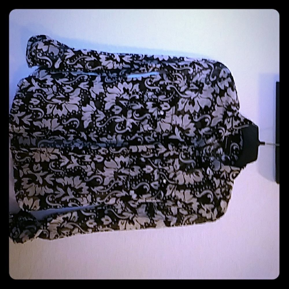 INC GRAY & PAISLEY PRINT BLOUSE