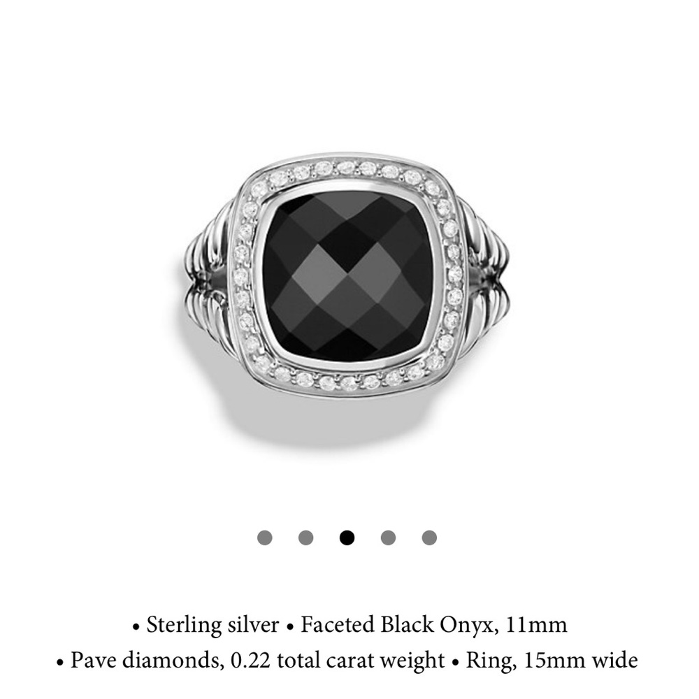 David Yurman Albion Ring with Black Onyx& Diamonds