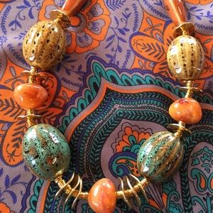 Cabi print tank w/ ceramic bauble matching necklac