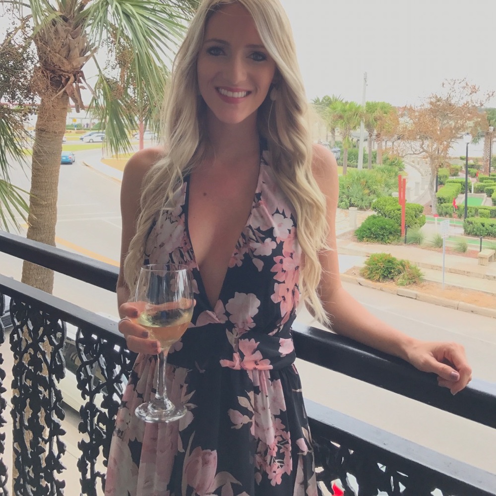 Black Floral Halter Maxi Dress