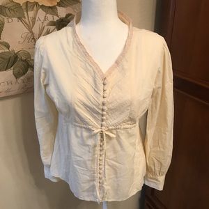 Ivory Cotton Vintage-inspired Blouse
