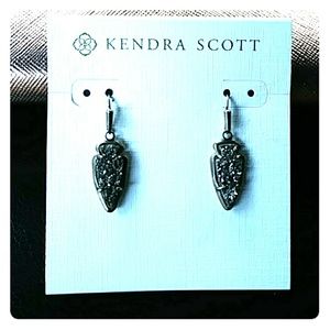 Kendra Scott silver druzy arrowhead hook earrings