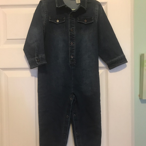 First Impressions Toddler Denim Romper - Picture 2 of 5