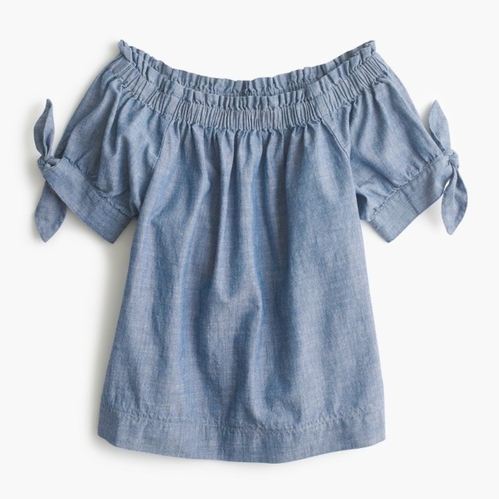 J Crew Off-the-shoulder chambray top