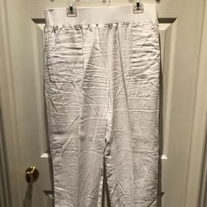 XL White Linen Pants w/2 fronts pockets-TOO Comfy!