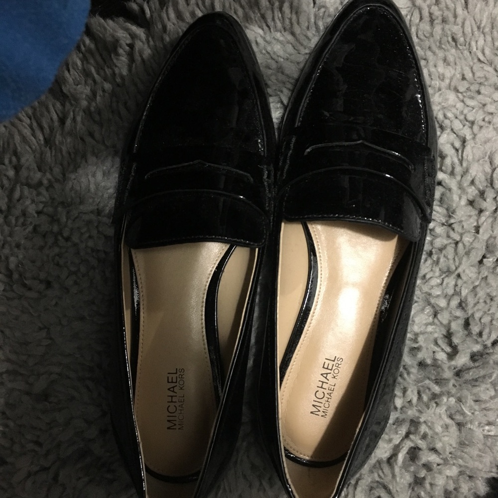 Michael Kors black patent leather loafers
