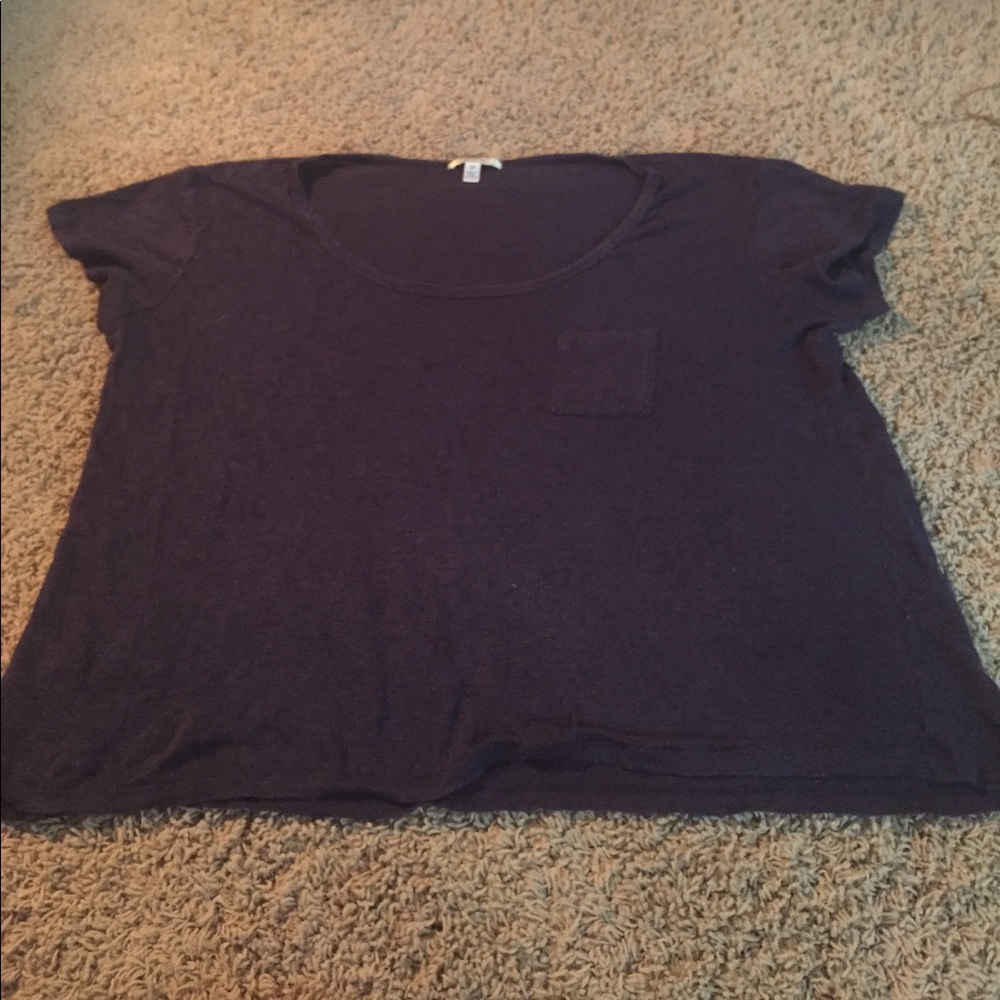Forever 21 H81 Navy Top S Crop Women Short Sleeve