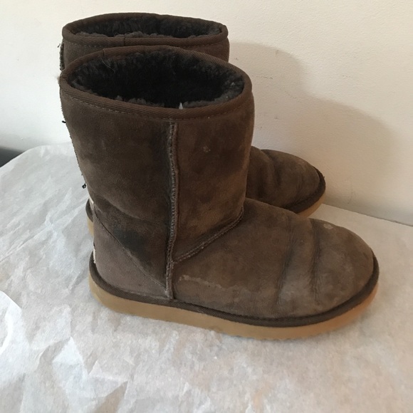 ❌sold UGG BROWN SHEEP LINED BOOTS CLASSIC SHORT - Picture 4 of 8