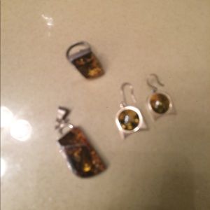 Pendant, earrings and ring set