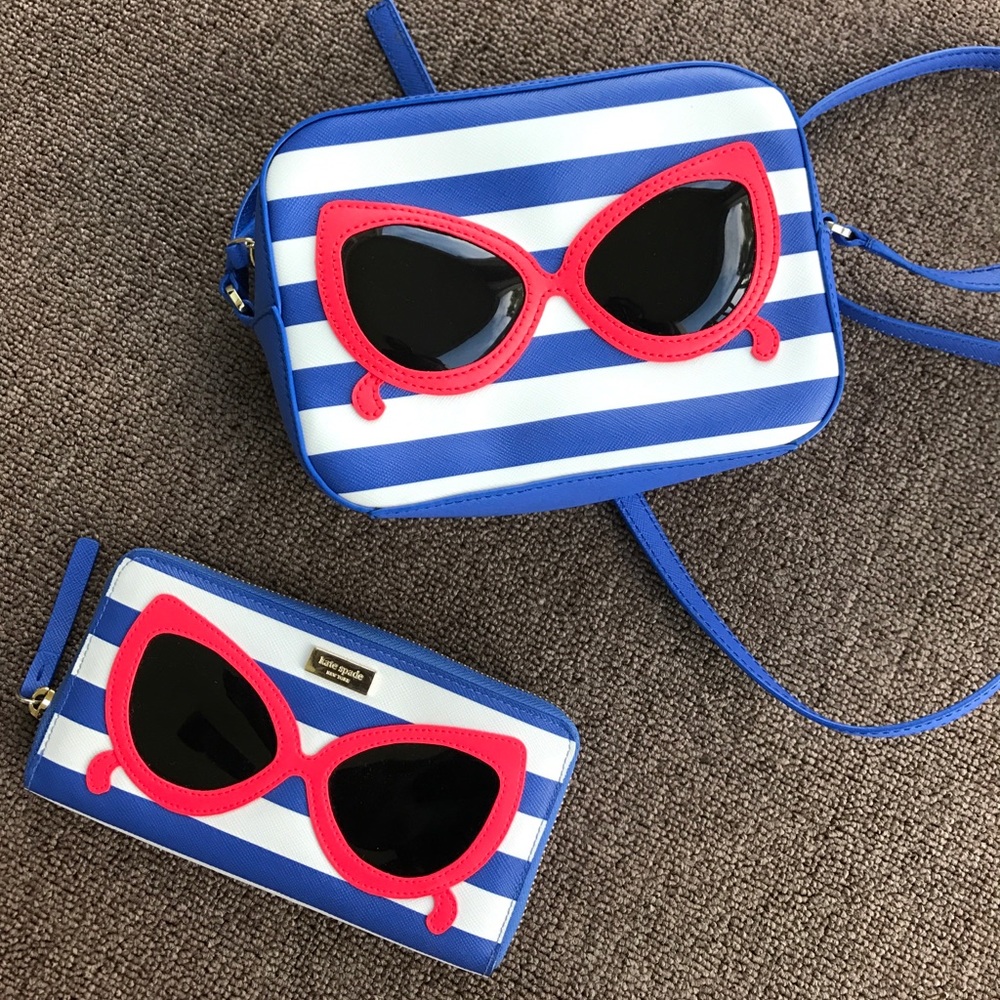 Kate Spade ♠️ Striped Sunglasses bag & wallet 💘💘