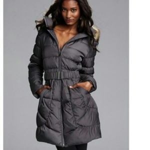 Victoria Secret Charcoal Grey  Hooded Down Coat