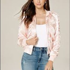 Bebe Shirred Satin Bomber Jacket