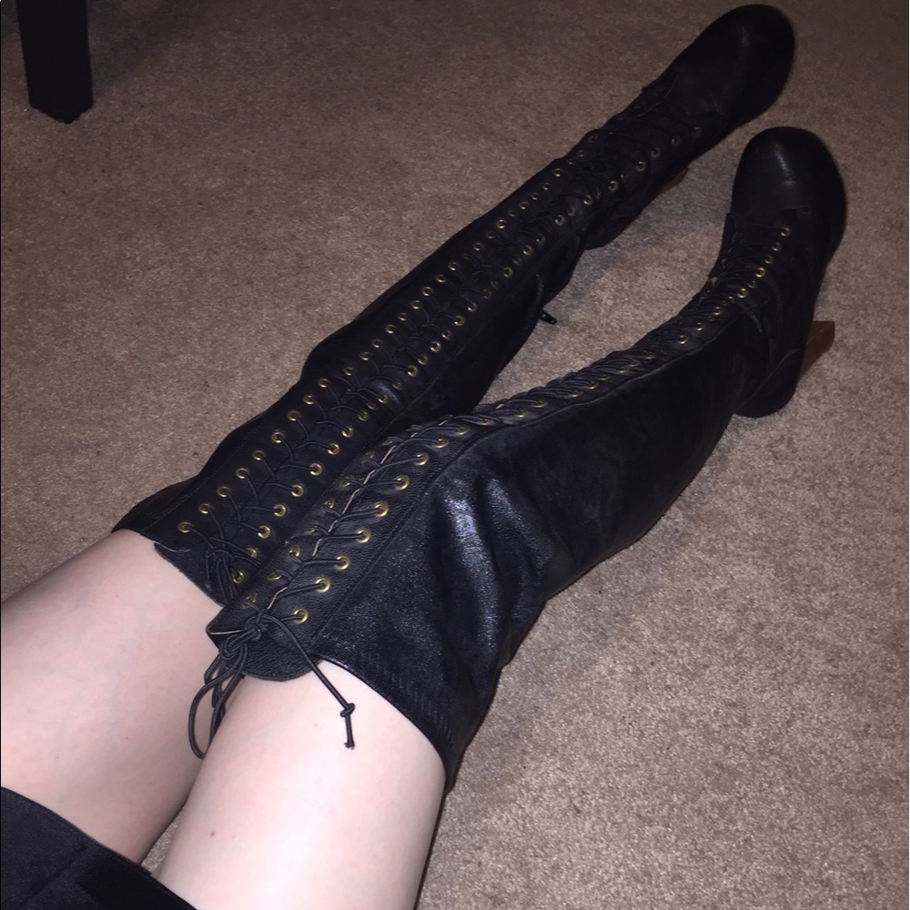 JEFFREY CAMPBELL IVKA Thigh High Boot (Black)
