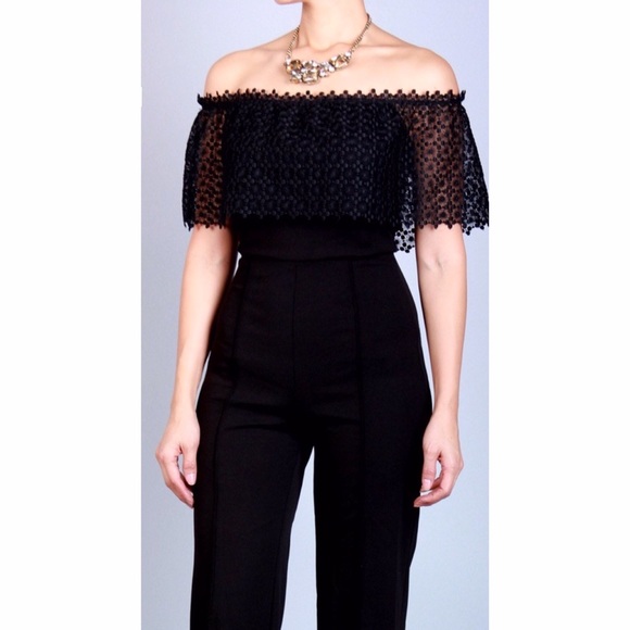 🆕 SOLANGE BLACK OFF THE SHOULDER JUMPSUITS - Picture 4 of 8