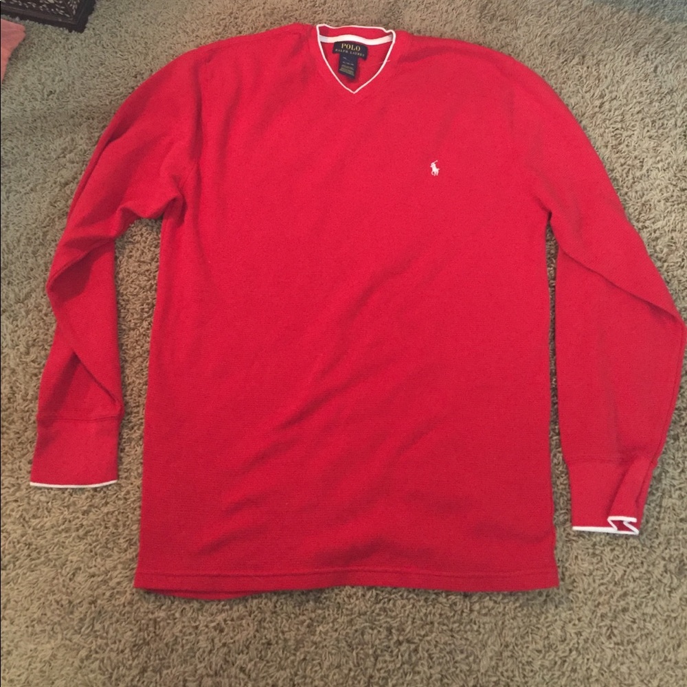 Polo Ralph Lauren Red Sweater Shirt XL V Neck