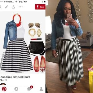 Black and white striped skirt