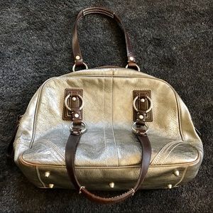 Coach large soho leather satchel purse, pewter