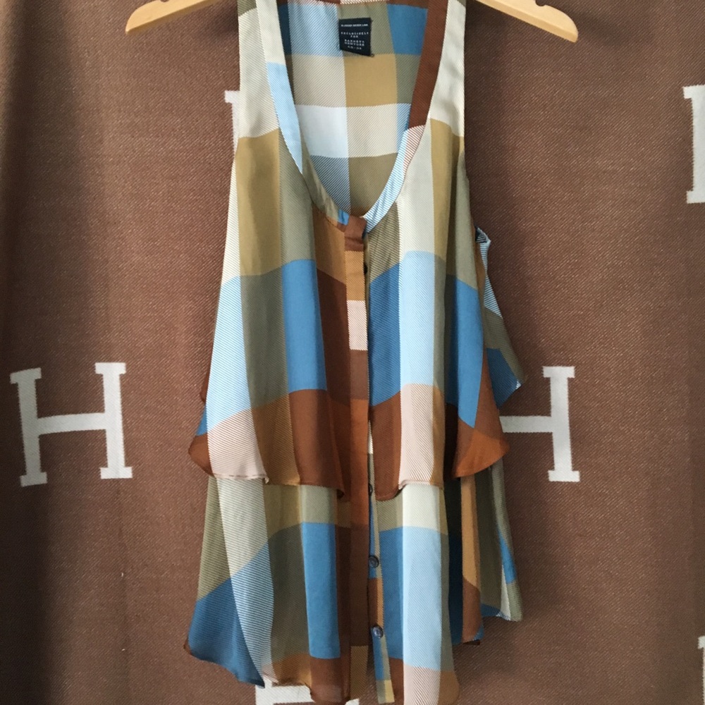 Derek Lam silk plaid top