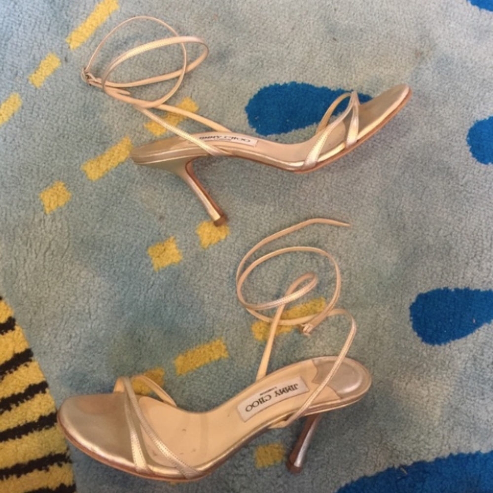 Jimmy Choo Gold Ankle Strap Heels
