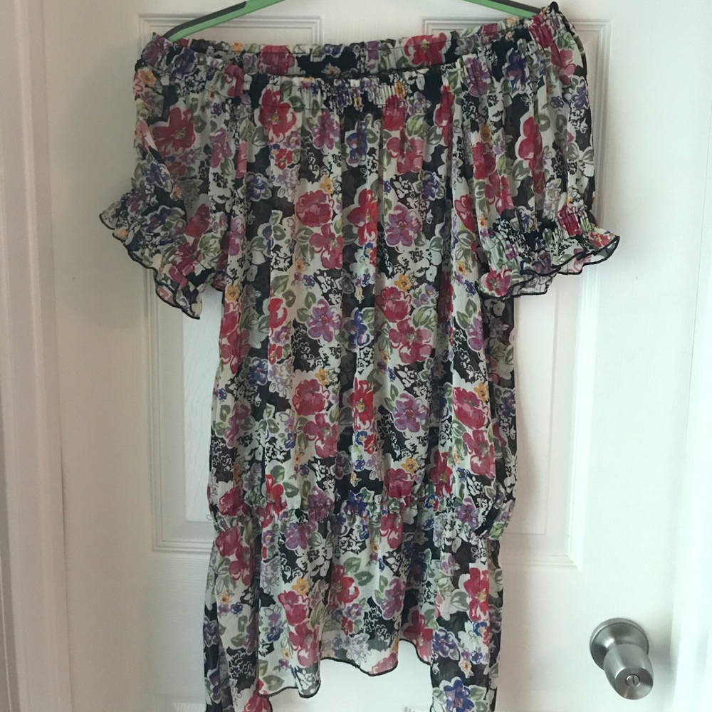 Floral sheer off shoulder top/tunic