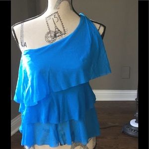 Sweet Pea Turquoise Mesh Layered Tank