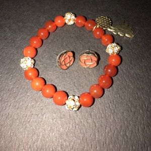 Marlyn Schiff Earrings and stone bracelet