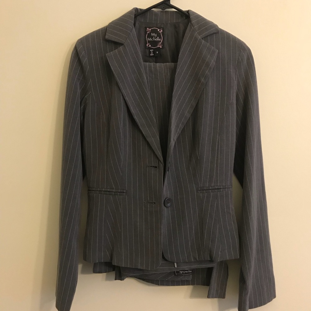 Dark gray pinstripe blazer